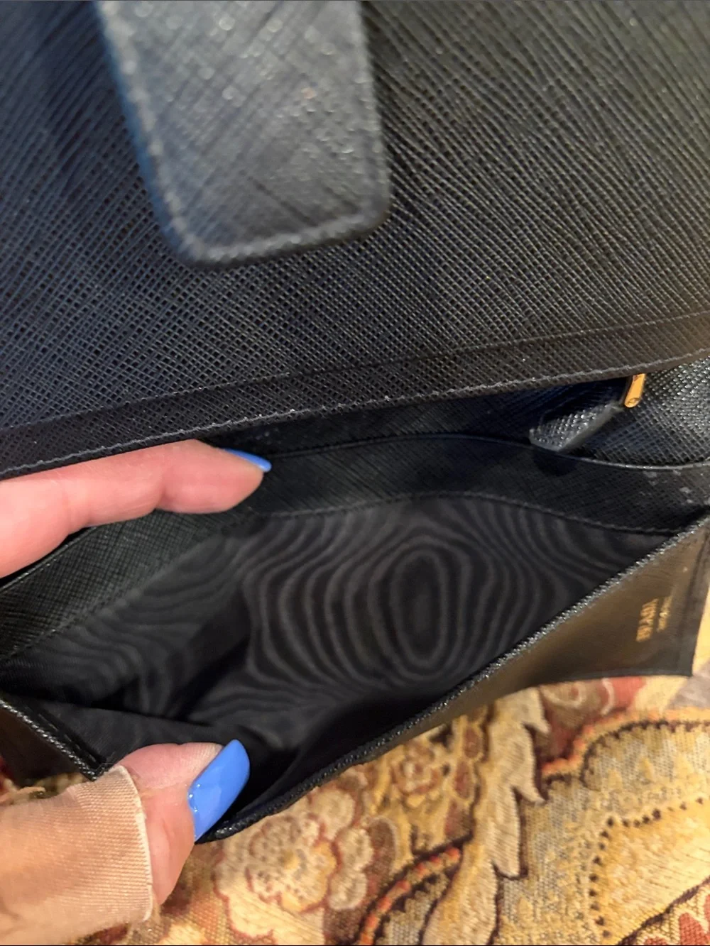 Prada Black Saffiano Leather Snap Wallet with Gold Logo